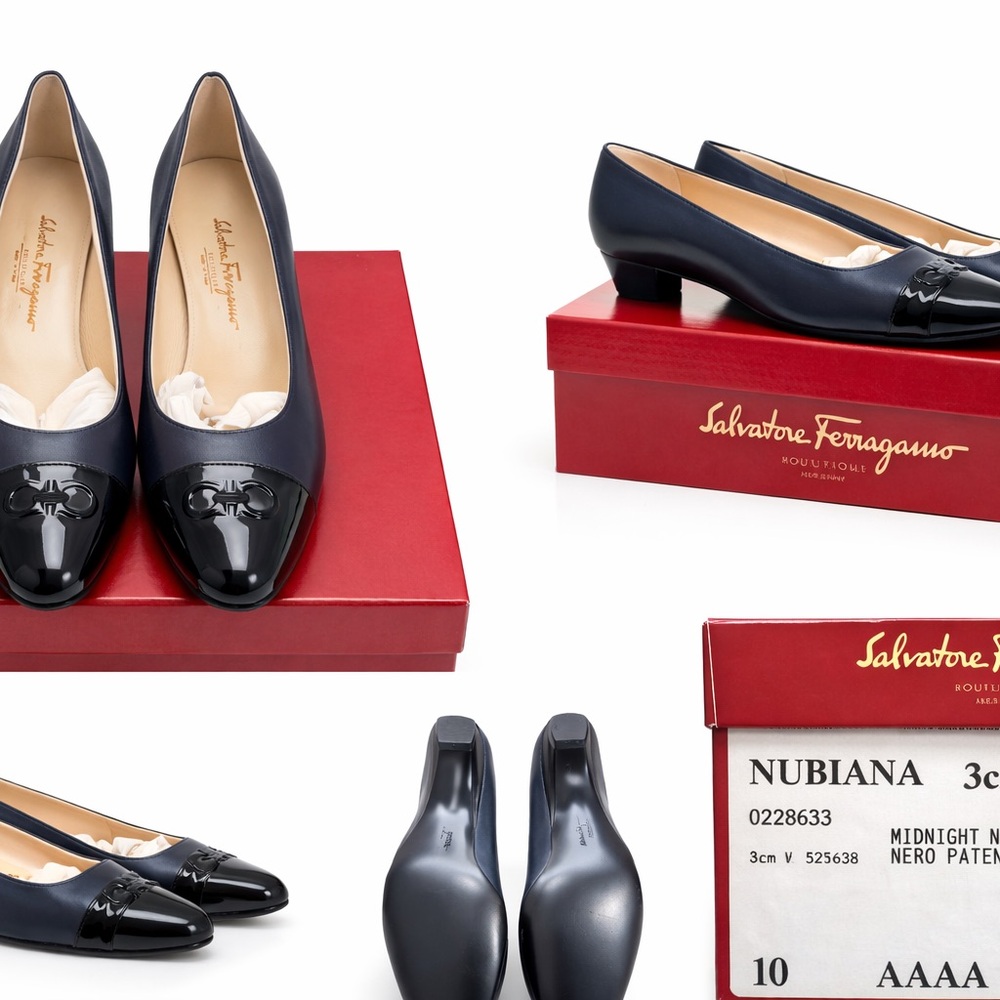 Salvatore Ferragamo Midnight Blue Patent Loafers